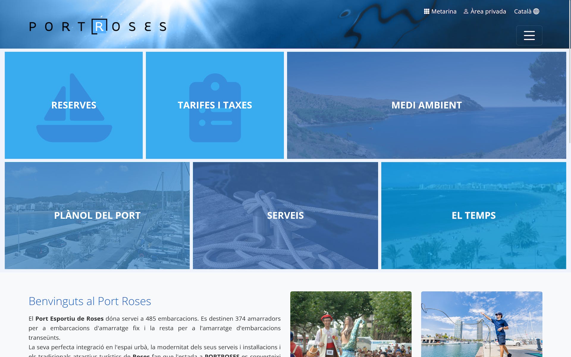 Pàgina d’informació i reserves per a Port Esportiu