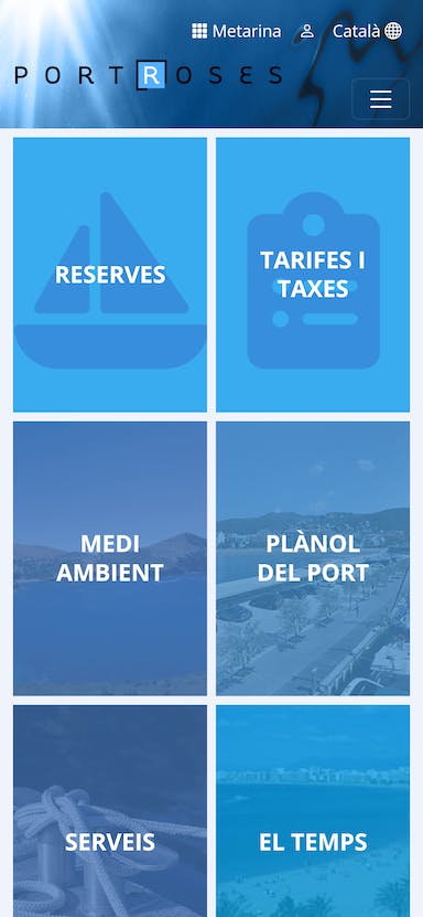 Página de información y reservas para Puerto Deportivo