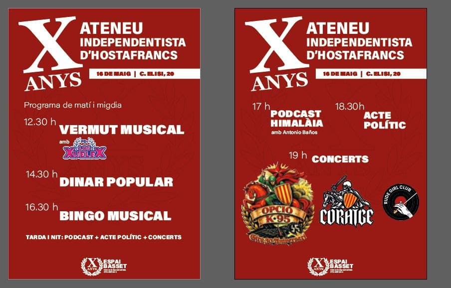 Dinar popular X aniversari Ateneu d'Hostafrancs
