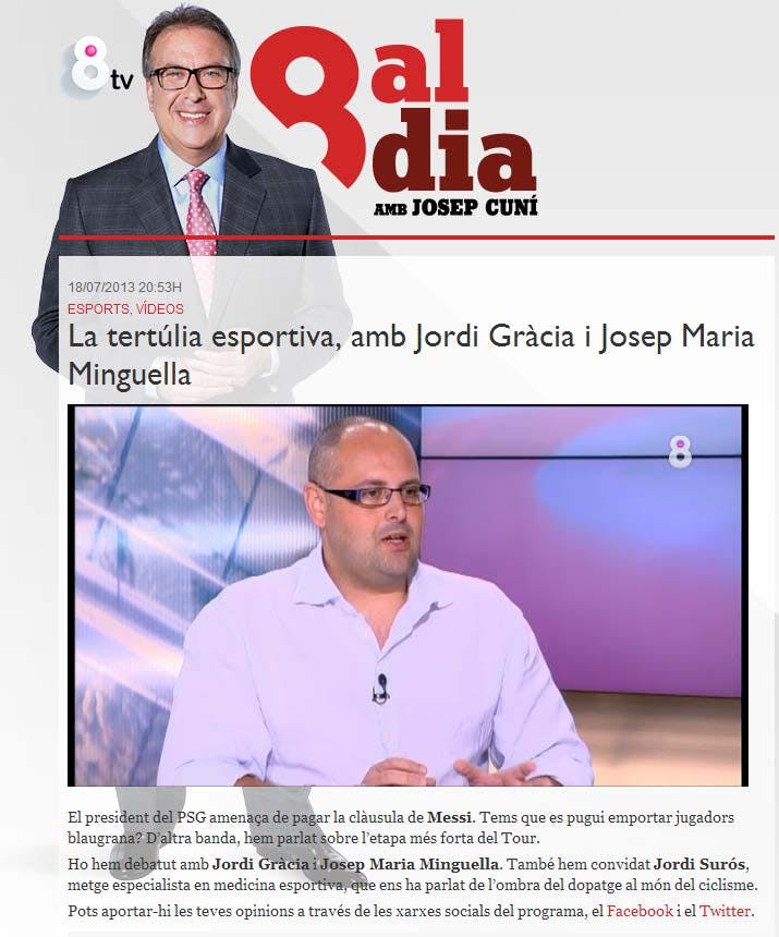 Tertúlia esportiva de 8aldia, amb Josep Cuní