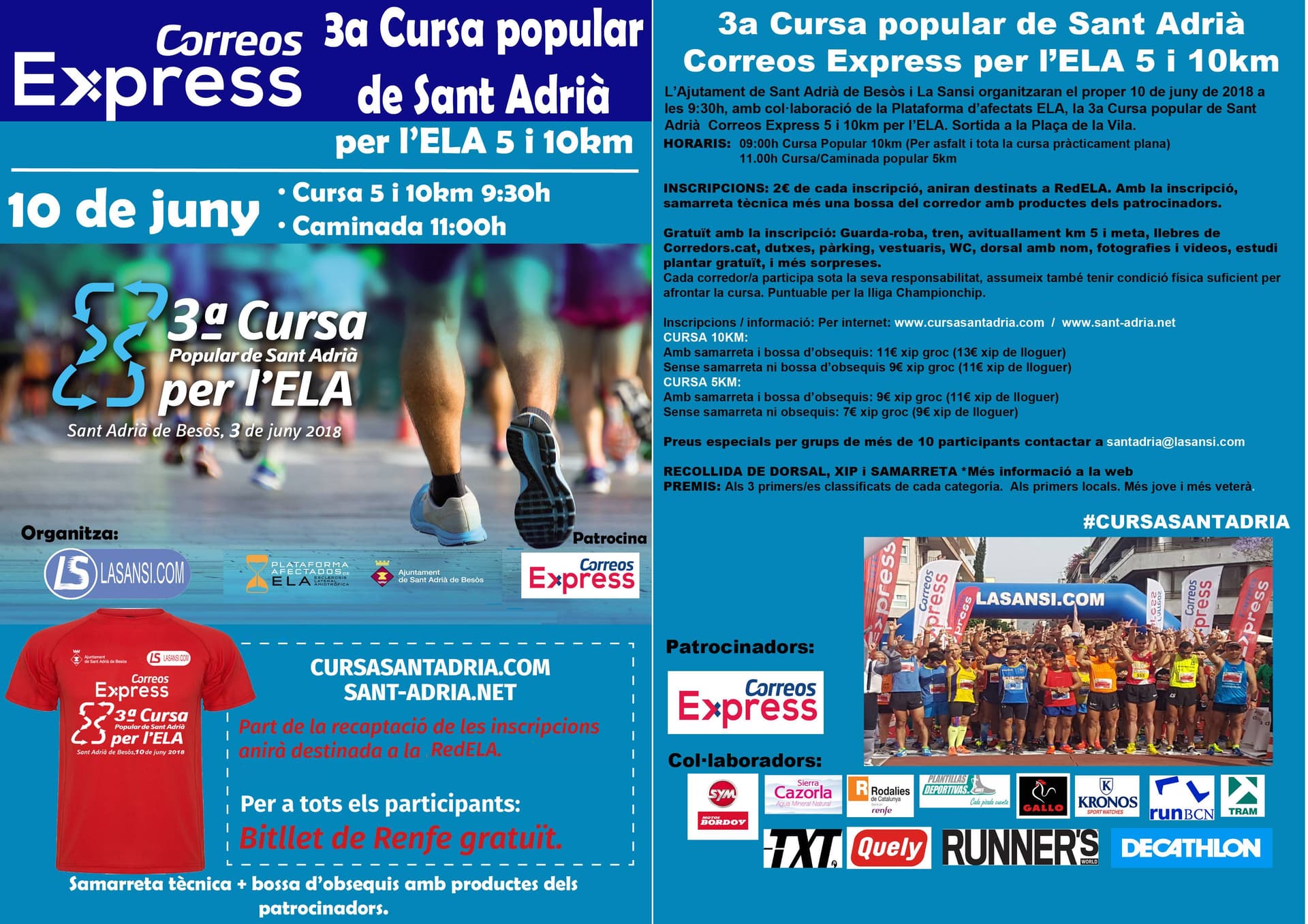 Img - 3ª Carrera Correos Express de San Adrià por la ELA carrera de 5 y 10km + caminata de 3km- 06/10/18 - 09: 30h